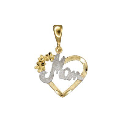 14KT Gold Cut - Out Heart with "MOM" Pendant - Jewelry - Leilanis Attic