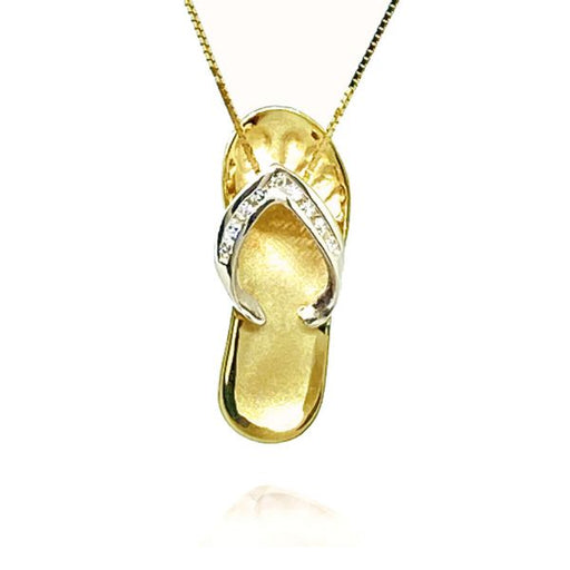 14KT Gold Hawaiian Slipper Pendant with Diamond Straps - Jewelry - Leilanis Attic