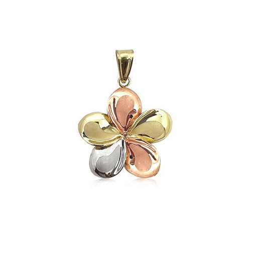 14KT Gold Tri - color Plumeria Pendant, 6 sizes - Pendant - Leilanis Attic