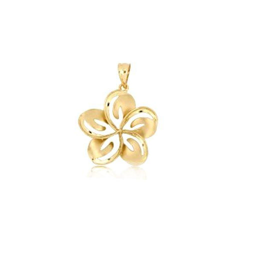 14KT Yellow Gold 14mm Cut in Plumeria Pendant - Pendant - Leilanis Attic