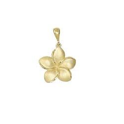 14kt Yellow Gold Hawaiian Plumeria 12mm Pendant - Jewelry - Leilanis Attic