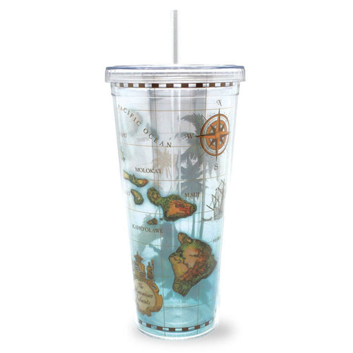 24oz. Hawai'i Map Tumbler with Straw - Mug - Leilanis Attic