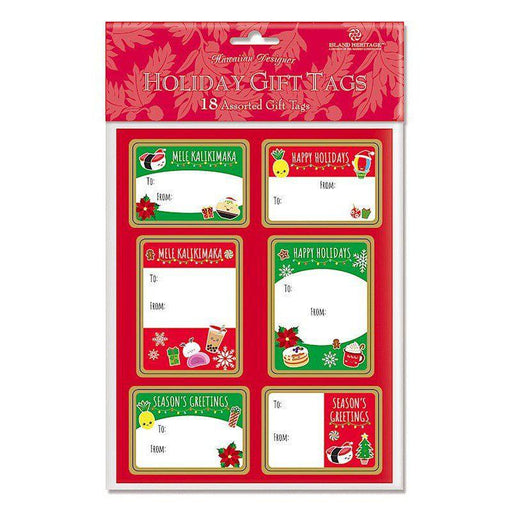 Adhesive Gift Tag 18 - PK, Festive Local Grindz - Gift Tag - Leilanis Attic