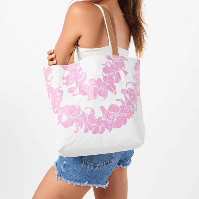 Aloha Collection "Plumeria Lei" Reversible Tote, Petal - Tote Bag - Leilanis Attic