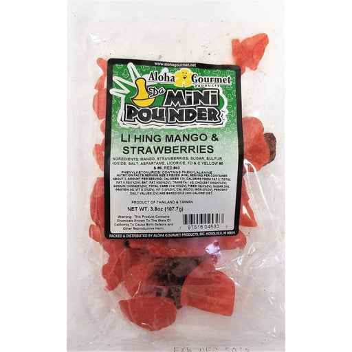 Aloha Gourmet Da Mini Pounder Li Hing Mango And Strawberries - Food - Leilanis Attic