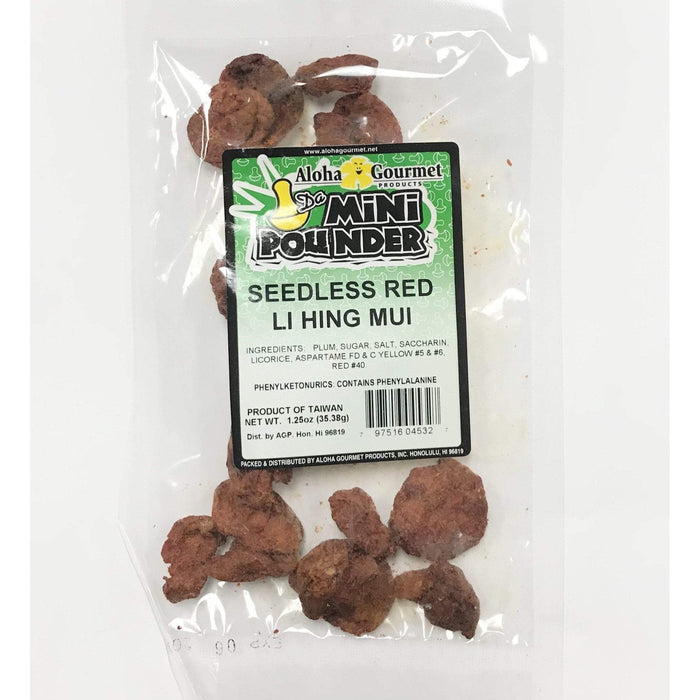 Aloha Gourmet Da Mini Pounder Seedless Red Li Hing Mui 1.25oz - Food - Leilanis Attic