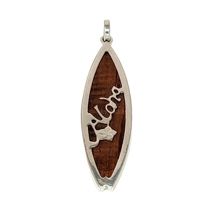 Aloha Surfboard Pendant with Hawaiian Koa Wood Inlay - Pendant - Leilanis Attic