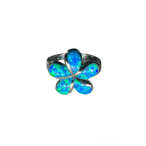 Blue Opal and Sterling Silver Plumeria Ring, Size 6 - Jewelry - Leilanis Attic