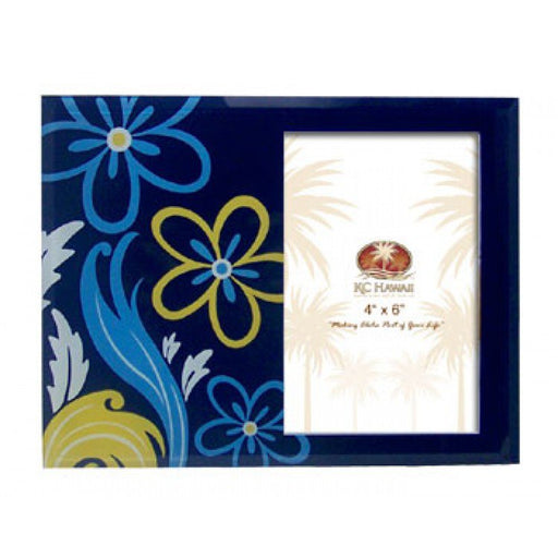 Blue Plumeria Swirl Glass Frame - Frame - Leilanis Attic