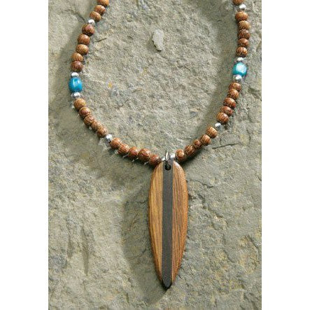 Carved Surfboard Wood Beaded Cord Necklace - Jewelry - Leilanis Attic