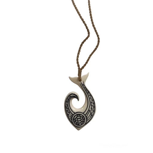 Carved Tattoo Whale Tale Bone Hook - Necklace - Leilanis Attic