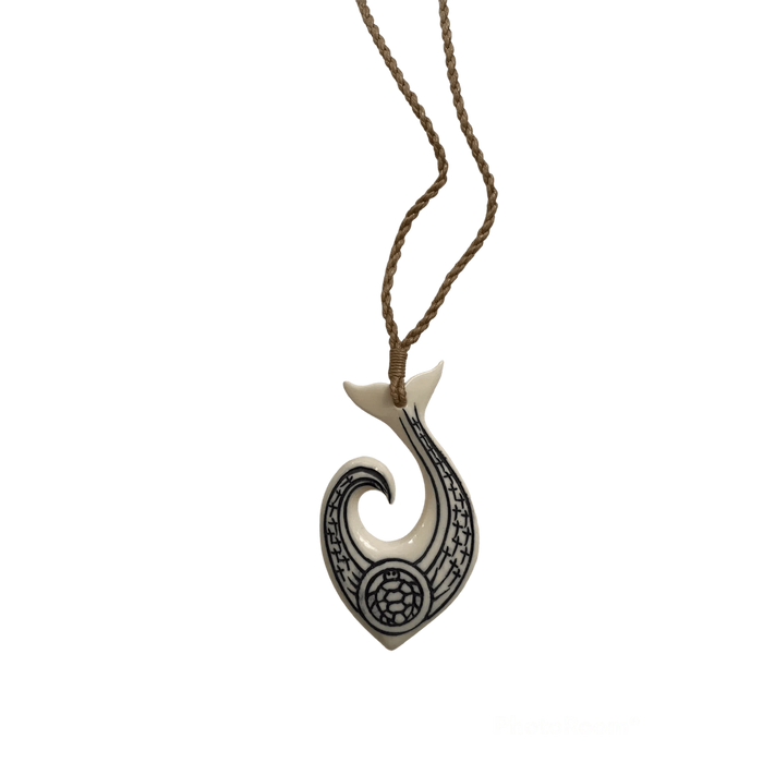 Carved Tattoo Whale Tale Bone Hook - Necklace - Leilanis Attic