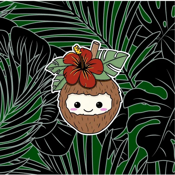 Coconut Hibiscus Sticker - sticker - Leilanis Attic