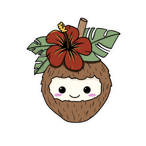 Coconut Hibiscus Sticker - sticker - Leilanis Attic