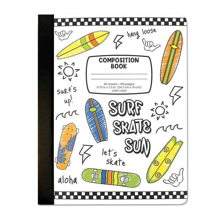 Composition Book, Surf Skate Sun - Notebook - Leilanis Attic