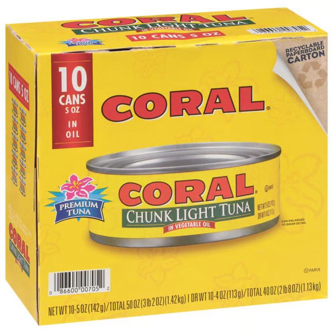 Coral Chunk Light Tuna in Vegetable Oil - canned seafood - Leilanis Attic