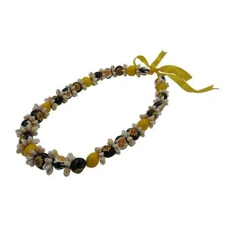 Cowrie Shell Kukui Nut Lei with Hibiscus & Honu - Lei - Leilanis Attic