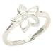 Dainty Sterling Silver 12mm Floating Plumeria Ring with CZ - Ring - Leilanis Attic