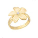 Dainty Sterling Silver Gold Tone and Rhodium Plated 14mm Plumeria Ring with Clear CZ - Ring - Leilanis Attic