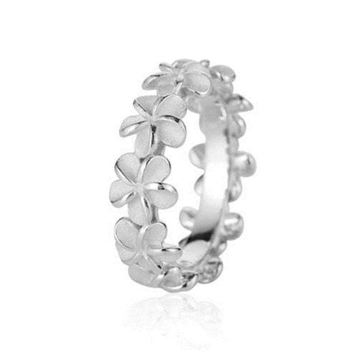 Dainty Sterling Silver Plumeria Lei Ring - Ring - Leilanis Attic