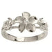 Dainty Sterling Silver and Rhodium Plated Plumeria & Honu Ring with Clear CZ - Ring - Leilanis Attic