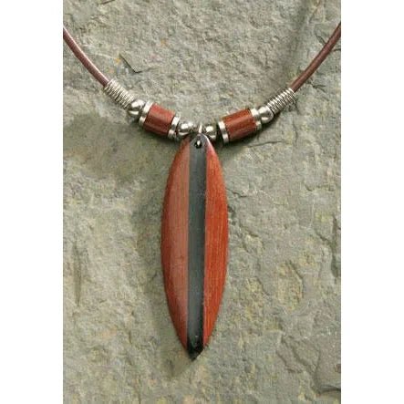 Dark Wood Surfboard Rubber Cord Necklace - Jewelry - Leilanis Attic