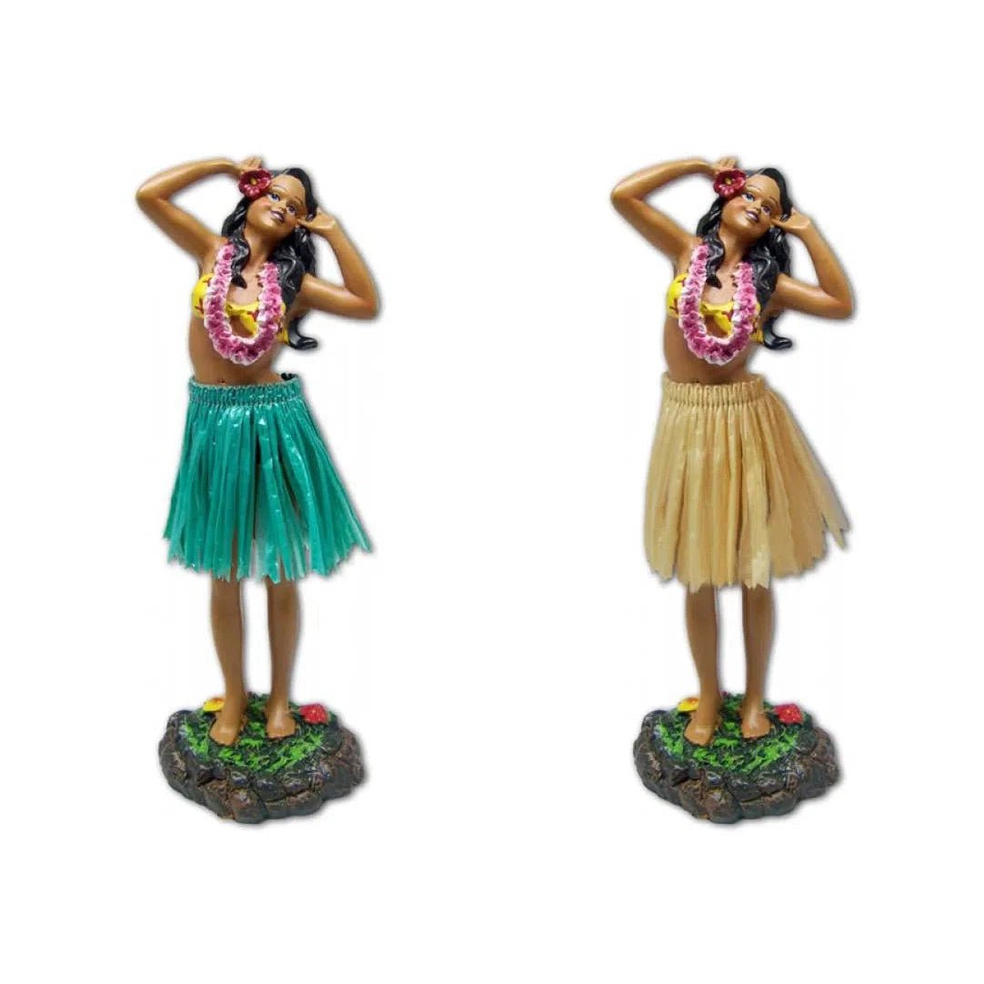 Dashboard Hula Doll, Sweet Leilani Elbows Out with Pink Lei — Leilanis Attic