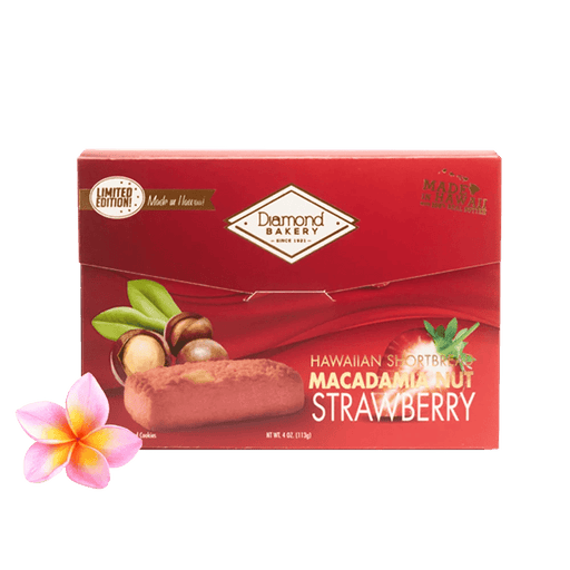 Diamond Bakery Premium Hawaiian Macadamia Shortbread Cookies, Strawberry (4.0oz) - Food - Leilanis Attic