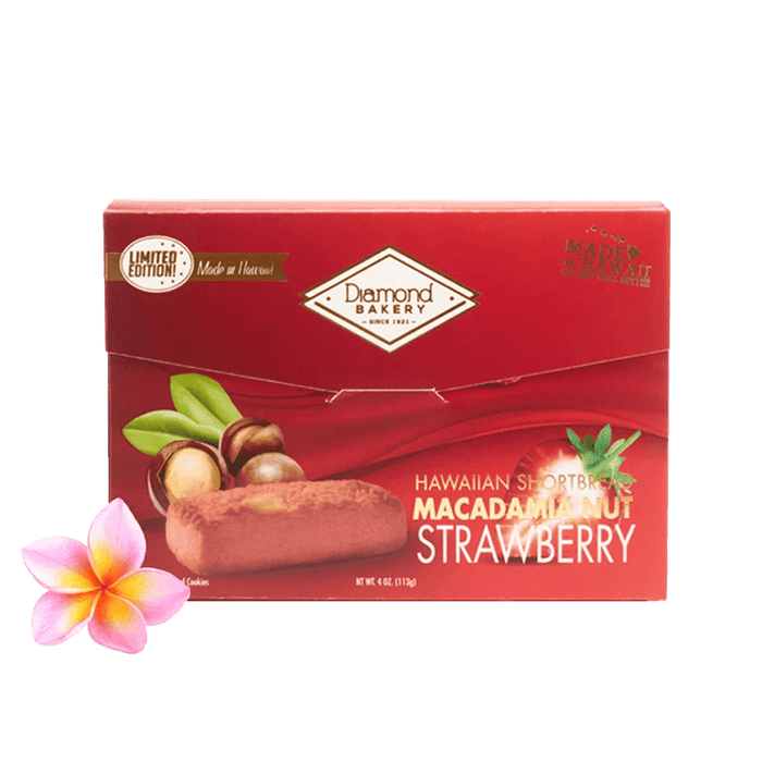 Diamond Bakery Premium Hawaiian Macadamia Shortbread Cookies, Strawberry (4.0oz) - Food - Leilanis Attic