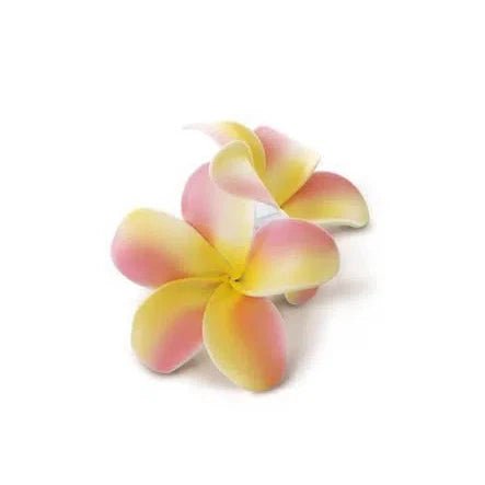 Double Plumeria Foam Hair Clip, Pink and Yellow - Hair Accessories - Leilanis Attic