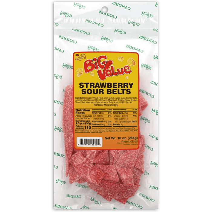 Enjoy Brand - Strawberry Sour Belts 10oz - Food - Leilanis Attic