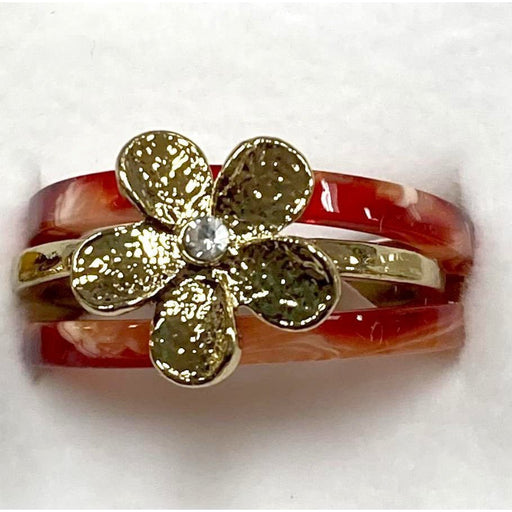 Faux Turtle Shell Ring with Plumeria - Ring - Leilanis Attic