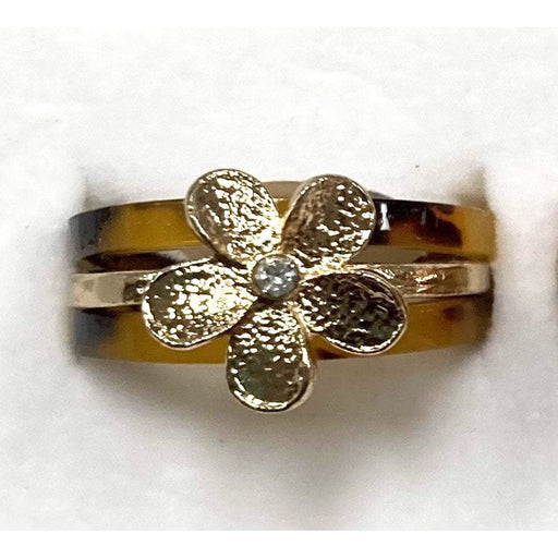 Faux Turtle Shell Ring with Plumeria - Ring - Leilanis Attic