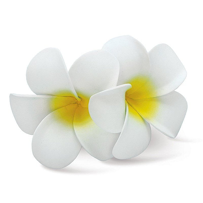 Foam Double Plumeria Hair Clip White & Yellow - Hair Accessories - Leilanis Attic