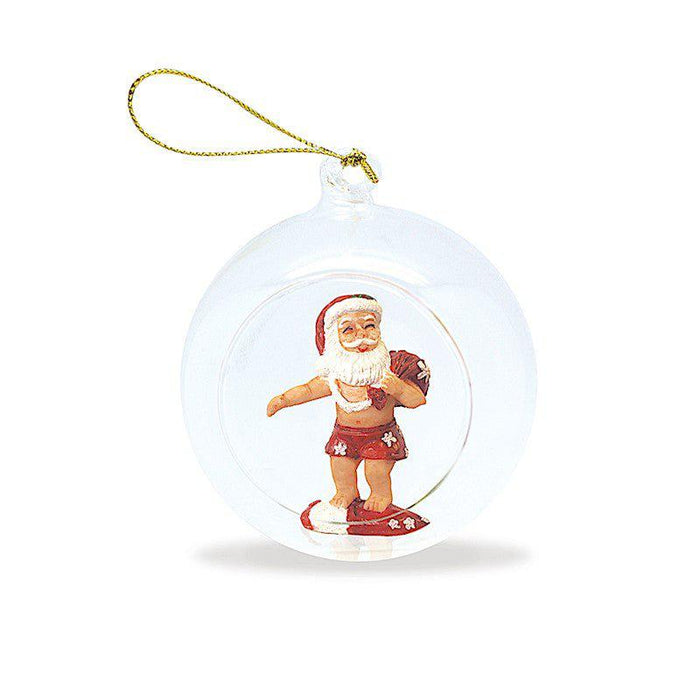 Glass Globe Ornament, Surfing Santa - Ornament - Leilanis Attic