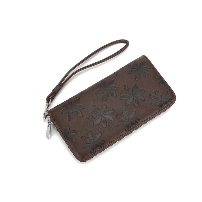 Happy Wahine Kaylee Wallet, Tiare Embossed Brown - Black - Wallet - Leilanis Attic