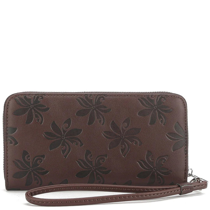 Happy Wahine Kaylee Wallet, Tiare Embossed Brown - Black - Wallet - Leilanis Attic