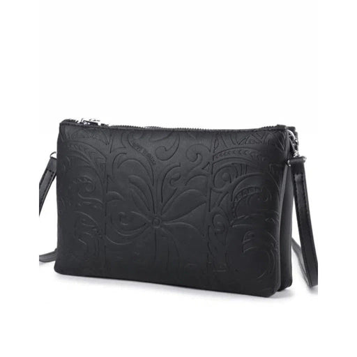 Happy Wahine Marisa Crossbody, Tapa Tiare Embossed Black - Wallet - Leilanis Attic