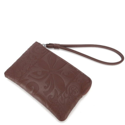 Happy Wahine Melody Wristlet - Embossed Brown - Wallet - Leilanis Attic