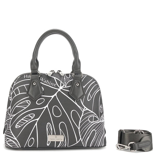 Happy Wahine Satchel Lora, Monstera Lines Grey - Handbag - Leilanis Attic