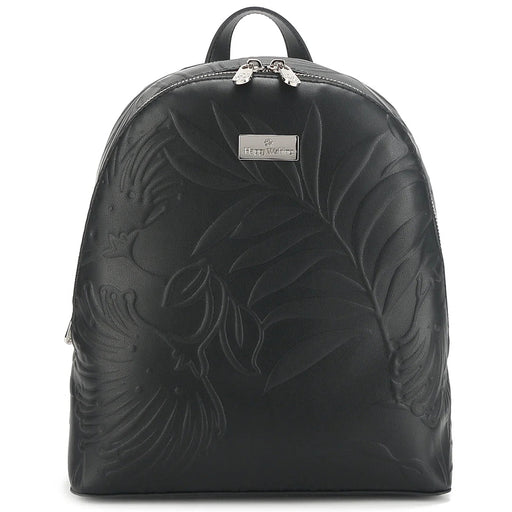 Happy Wahine Tiffany Backpack, Lehua Embossed Black - Backpack - Leilanis Attic