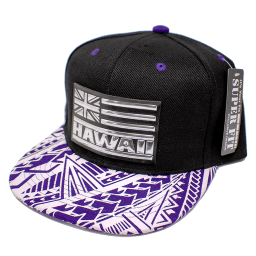 Hawaiian Flag Patch Purple Tribal Snapback - Hat - Leilanis Attic