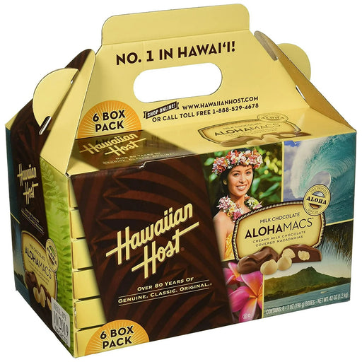 Hawaiian Host "AlohaMacs" Milk Chocolate Covered Macadamia Nuts 6 Box Gift Pack - Food - Leilanis Attic