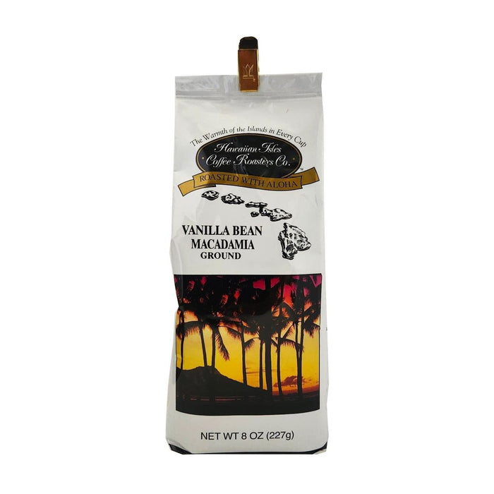 Hawaiian Isles Coffee Roasters Co. Vanilla Bean Macadamia Ground Coffee 8oz. - Food - Leilanis Attic