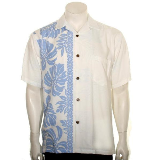 Hilo Hattie Mens “Prince Kuhio” Aloha Shirt (White/Baby Blue) - Aloha Shirt - Mens - Leilanis Attic