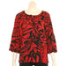 Hilo Hattie "Tiare Swirl" 3/4 Sleeve Peasant Top, Red/Black - Blouse - Leilanis Attic