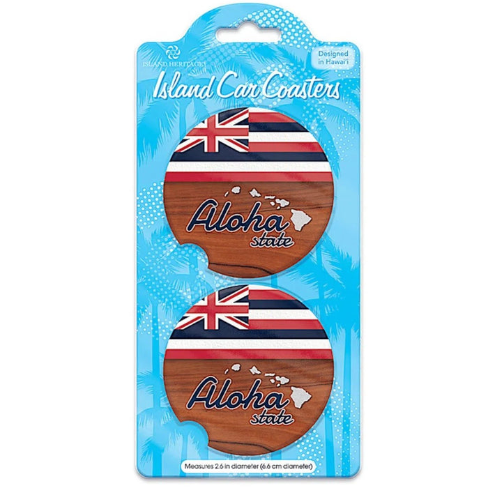 Island Car Coasters, 2 pack, Aloha State - Car Accessories - Leilanis Attic