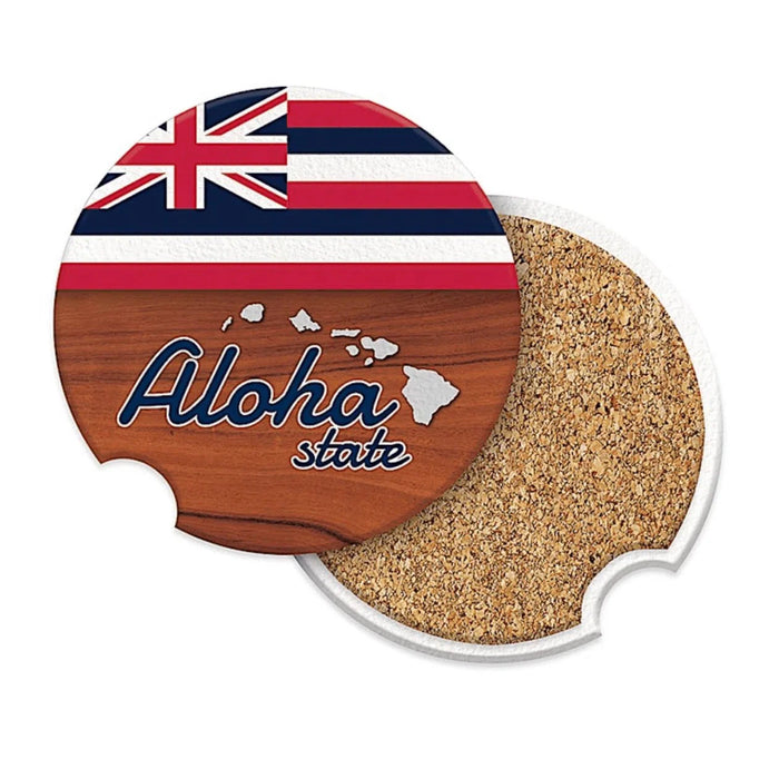 Island Car Coasters, 2 pack, Aloha State - Car Accessories - Leilanis Attic