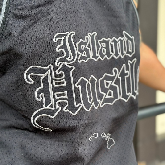 Island Hustle - Black on Black Basketball Jersey-Jersey-Leilanis Attic