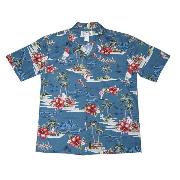 KY's Men's Christmas Aloha Shirt - Surfin' Santa - Aloha Shirt - Mens - Leilanis Attic